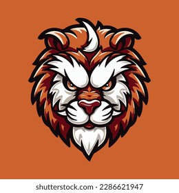 Tiger mascot logo with orange background. premium vector logo