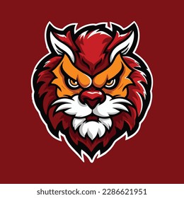Tiger mascot logo with orange background. premium vector logo