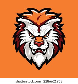 Tiger mascot logo with orange background. premium vector logo
