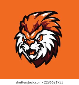 Tiger mascot logo with orange background. premium vector logo