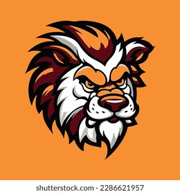 Tiger mascot logo with orange background. premium vector logo