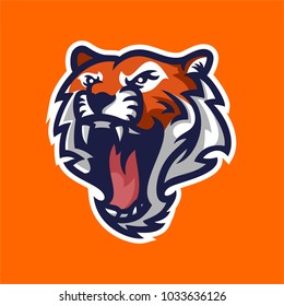 tiger mascot logo template for sport, game crew, company logo, college team logo svg
