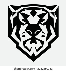 Tiger Mascot Logo, Tiger vector design, Animal Logo Design, Tiger Minimal logo, Branding, Creative logo designs, vector illustration, Sports Tiger Vector Icon, Esport Symbol, monochrome predator icon