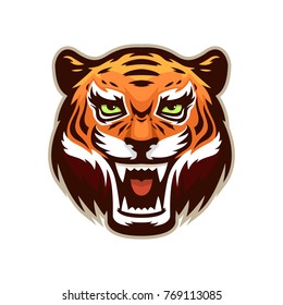 Tiger mascot logo. Wildcat head. Vector illustration, EPS 10.