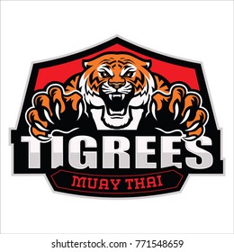 Tiger Mascot für Muay Thai Club: Vektorgrafik auf Ebenen - leicht zu bearbeiten