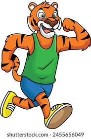 Tiger mascot running vector illustration