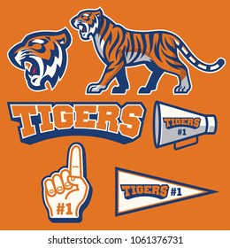 tiger mascot in set
