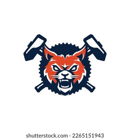 Diseño del logo deportivo de la mascota de tigres. Logo de la ilustración del vector de la cabeza de la mascota animal del tigre. Mascota de cabeza de gato salvaje, diseño de emblema de cabeza de tigre para el equipo de eSports. Ilustración del vector