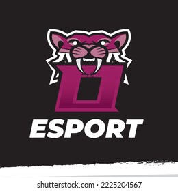Tiger mascot sport logo, letter O logo design,  Tiger animal mascot head vector illustration logo
