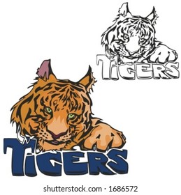 Tiger Mascot for sport teams. Great for t-shirt designs, school mascot logo and any other design work. Ready for vinyl cutting.