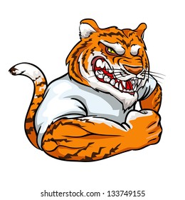 Tiger mascot, team logo design isolated