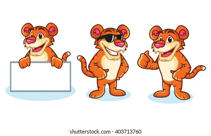 Tiger Mascot Vector happy, pose and bring board