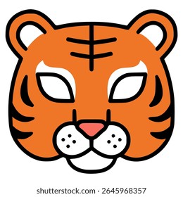 tiger mask carnival party celebration birthday flat color vector illustration template design