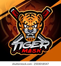 Tiger mask esport mascot logo design