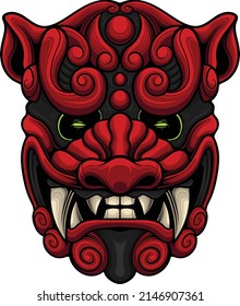 Tiger mask illustration with japanese style drawing