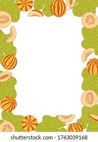 Tiger melon frame on white background. Hand drawn texture. Stock vector illustration.