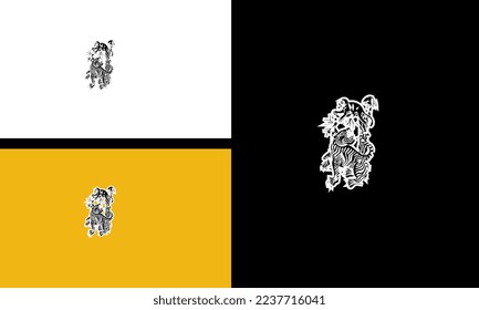 tiger and monkey vector outline design