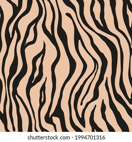 Tiger monochrome seamless pattern. Vector animal skin print. Fashion stylish organic texture. 