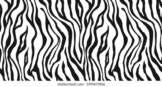 Tiger monochrome seamless pattern. Vector animal skin print. Fashion stylish organic texture. 