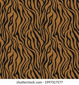 Tiger monochrome seamless pattern. Vector animal skin print. Fashion stylish organic texture. 