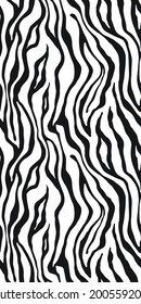 Tiger monochrome seamless pattern. Vector animal skin print. Fashion stylish organic texture. 