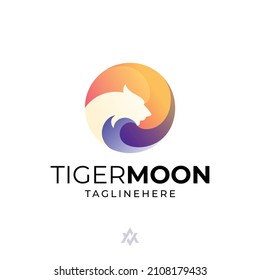 tiger + moon logo template for company ,business card ,brand and other