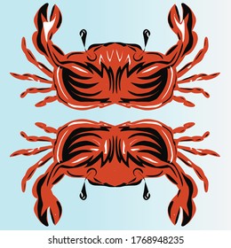 Tiger motif of top view  double crab with blur gradient background.