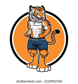 tiger muscle mascot vector illustration design