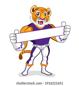 Tiger muscles mascot cartoon in vector