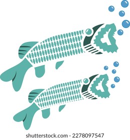 tiger muskellunge concept, Northern pike vector design, Sea Food symbol, Underwater Animals aquatic Common species illustration