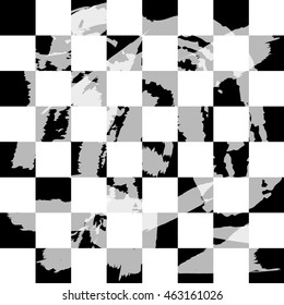 Tiger Muzzle Outline on Chess Board Vector. Creative Flat Design Style by DrAndY