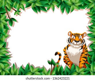 Tiger in nature frame illustration