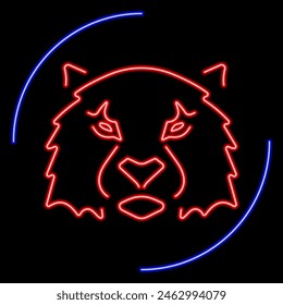 tiger neon sign, modern glowing banner design, colorful modern design trend on black background. Vector illustration.