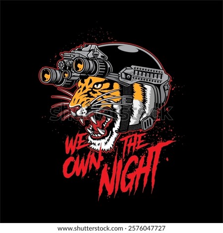 Tiger with night vision binocular