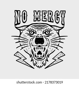 Tiger no mercy illustration vector for tshirt jacket hoodie can be used for stickers etc