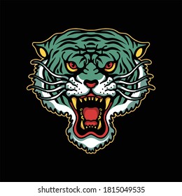 tiger oldschool tattoo vector design