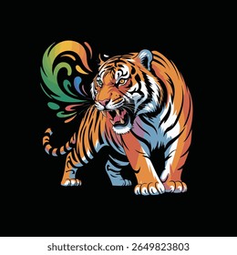 Tiger on a black background 