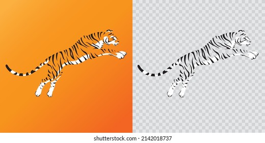 Tiger on cut transparent background Happy new year 2022 design vector illustration Tigers logotype