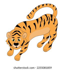 Tiger on an isolated background. Design element or template. Flat illustration. Vector