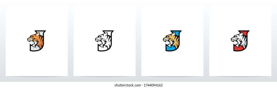 Tiger On Letter Logo Design J