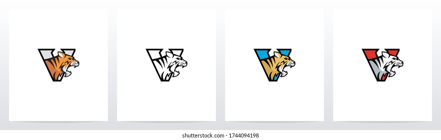 Tiger On Letter Logo Design V