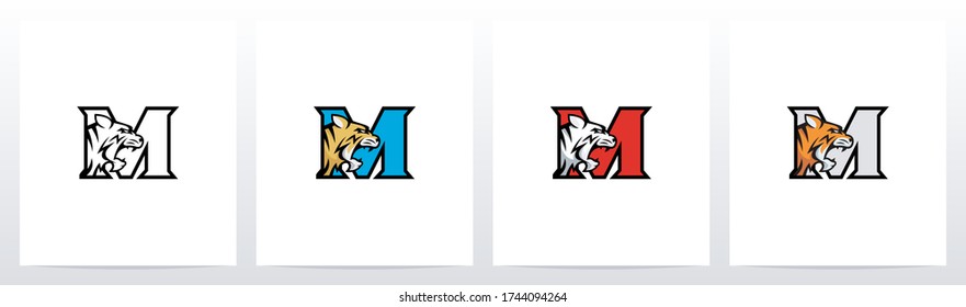 Tiger On Letter Logo Design M