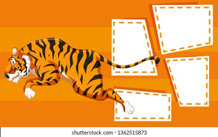 Tiger on note frame illustration