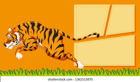 Tiger on note template illustration