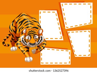 Tiger on note template illustration