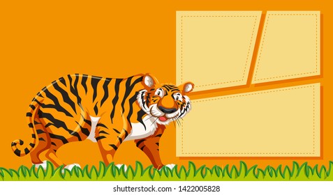 Tiger on note template illustration
