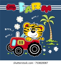 tiger on tractor,vector illustration

