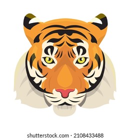 Tiger on white background for banner, logo, card, etc. 