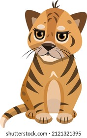 Tiger on a white background. New year 2022 is the year of the tiger. Modern design.
Vector illustration. Character for a greeting card, children's t-shirts and clothes. Illustration for a kid. Flat st