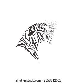Tiger on white background. Vector Wild Animal. Safari.